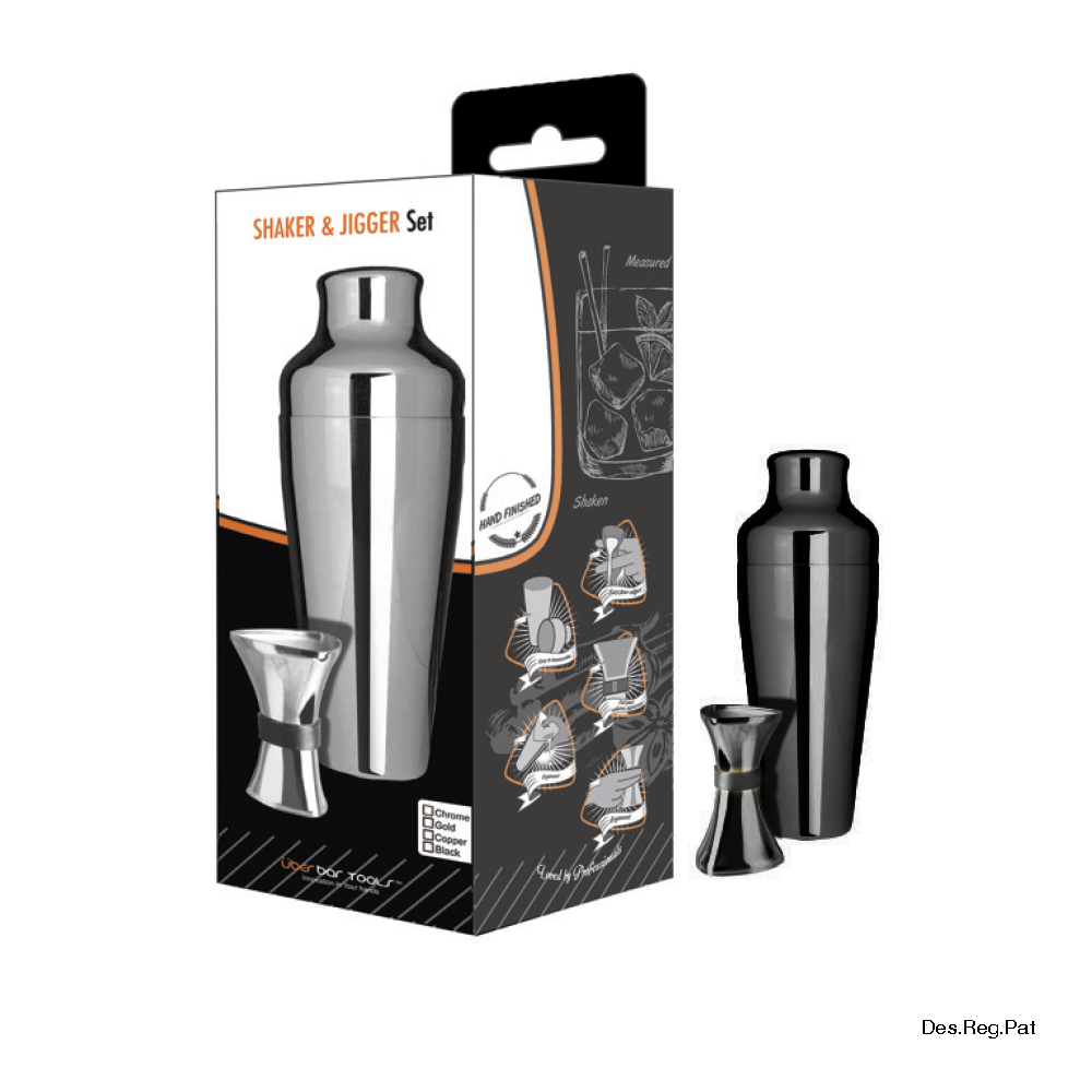 Shaker & Jigger Set Platinum Black - Überbartools™