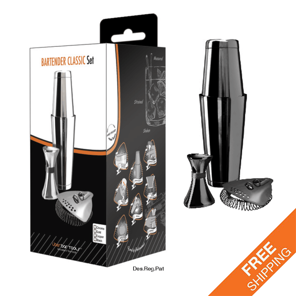 Bartender Classic Set Platinum Black (Incl. Boston & Toby Tin w/ Weighted Base) - Überbartools™