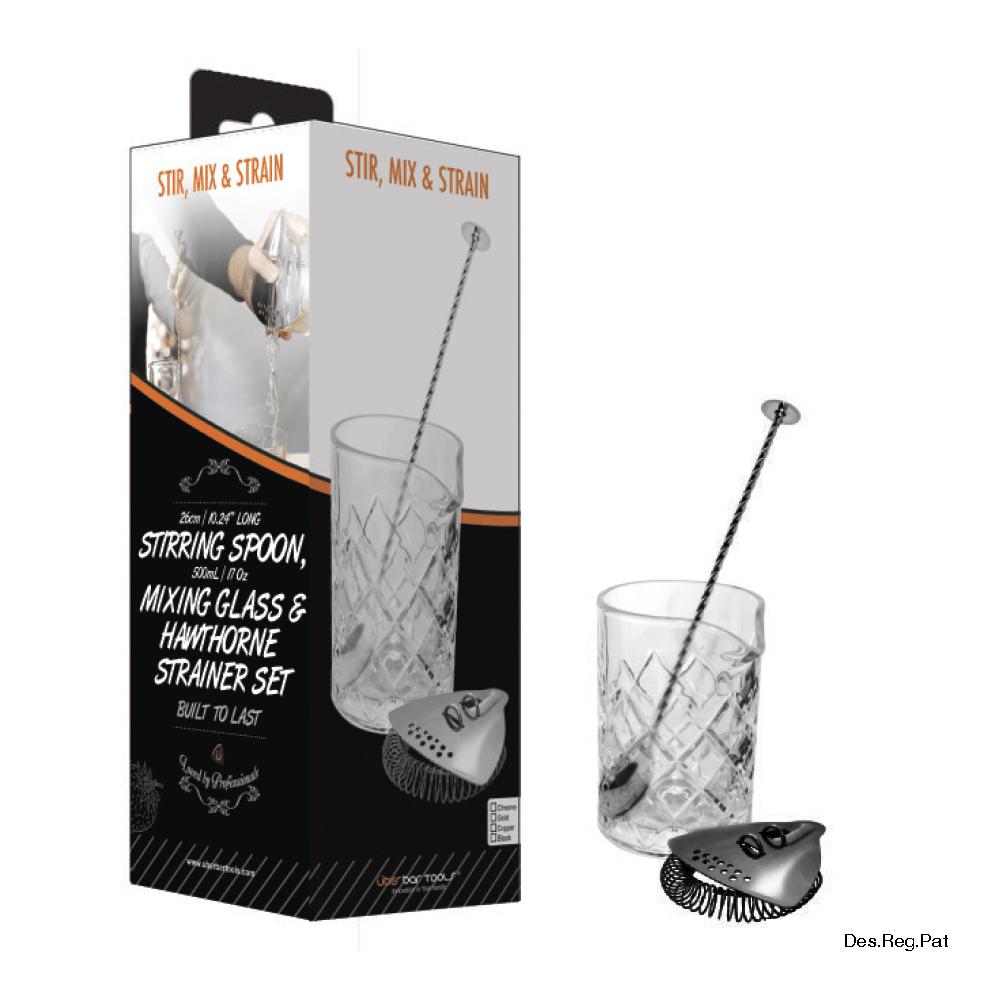 Stir, Mix & Strain Set Platinum Black - Überbartools™
